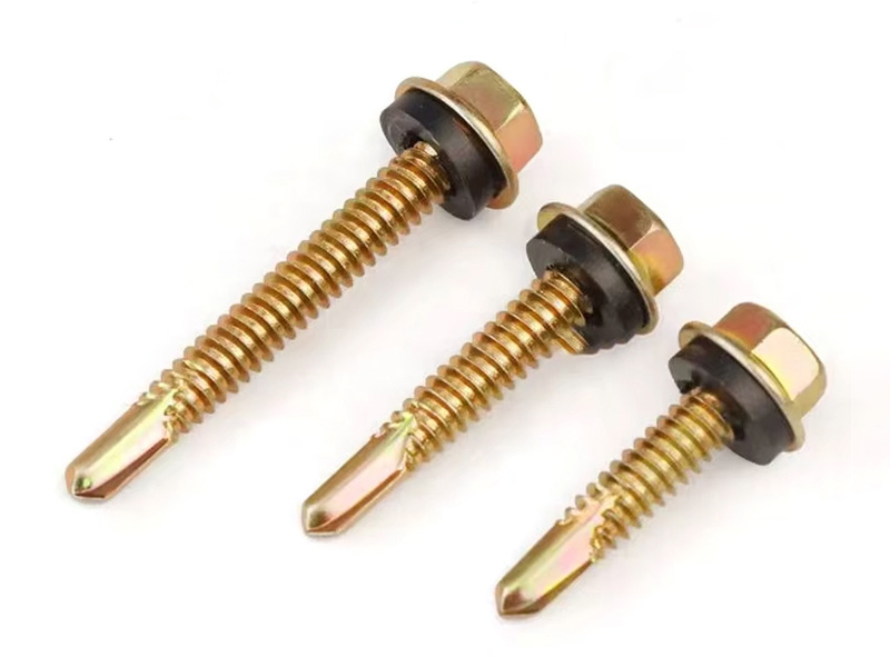 Hexagon Head Self Drilling Screws with Black PVC Washer