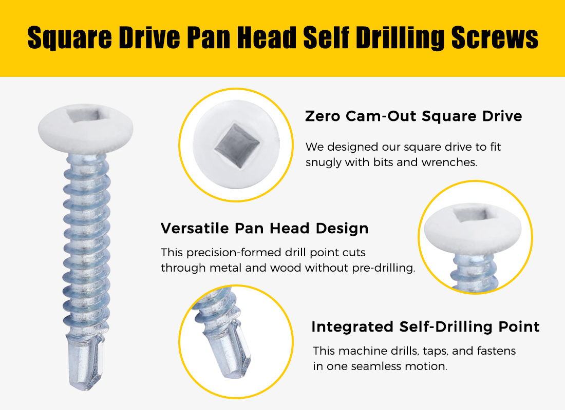 square drive pan head self drilling screws Key Features