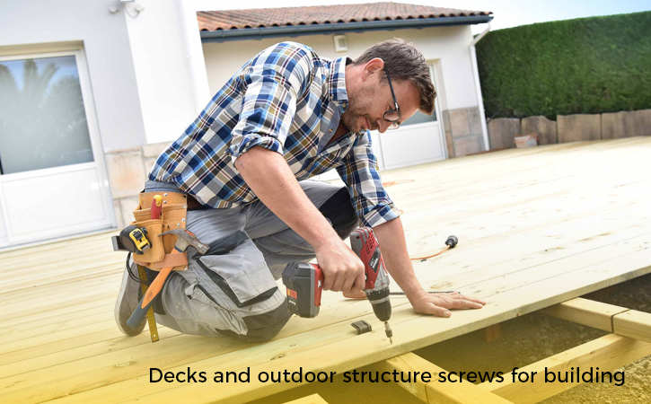 Decks and outdoor structure screws for building