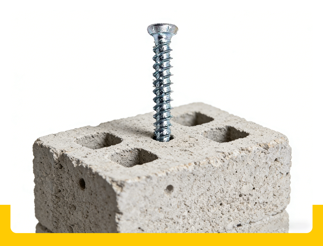 Self-tapping screws for breeze block