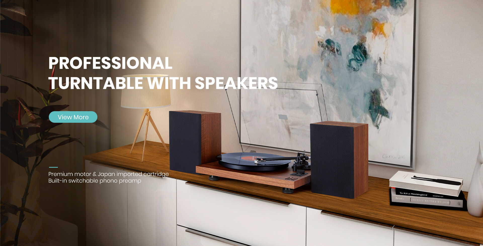 Professional turntable with speakers