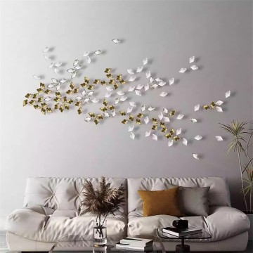 Luxury Minimalist Style Ceramic Wall Decoration With Electroplated Small Leaves Yalang Home