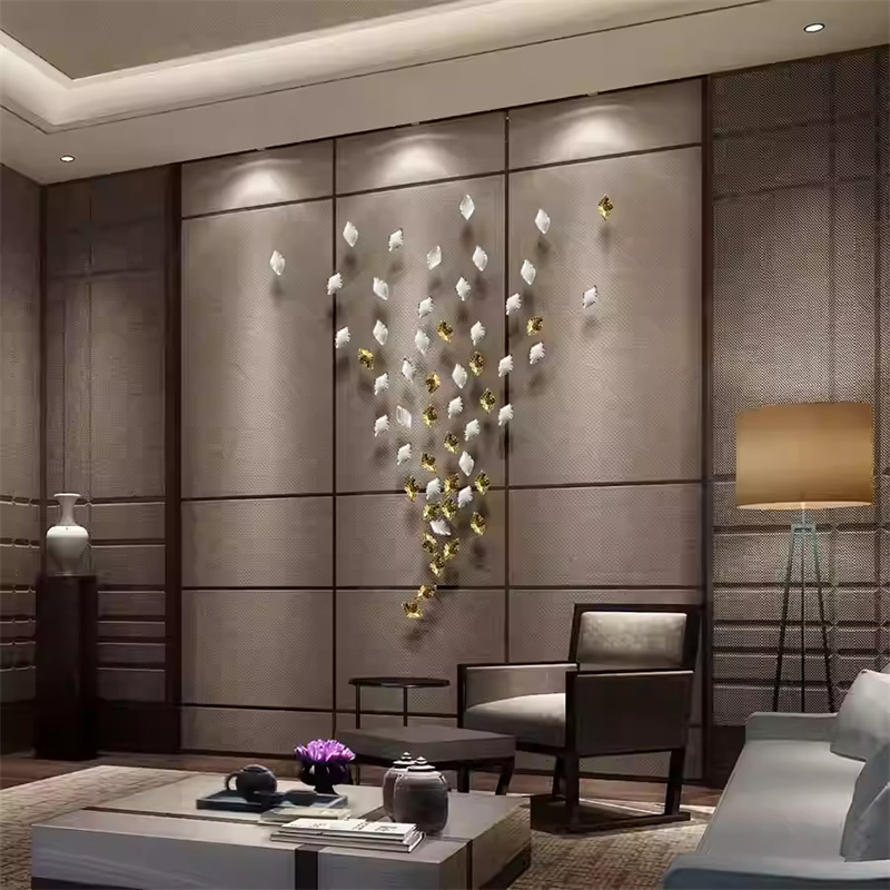 Luxury Minimalist Style Ceramic Wall Decoration With Electroplated Small Leaves Yalang Home