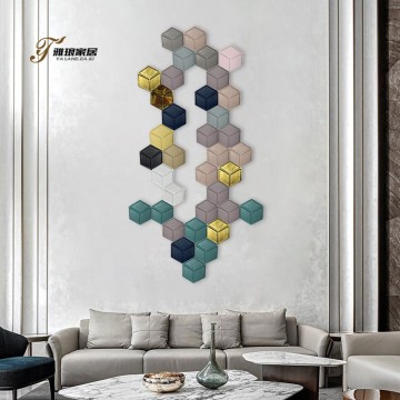 Yalang Customized · Metal Gold Block Embellished Multi-color Hexagonal 3D Wall Decor, Reconstructing Spatial Layers