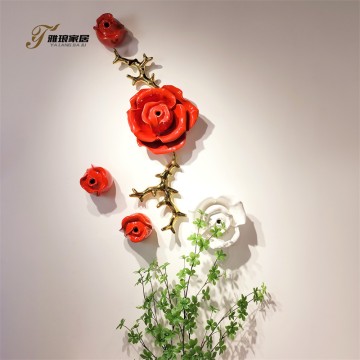 Yalang Home Customized Ceramic Rose Wall Art Decoration