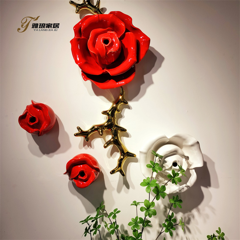 Yalang Home Customized Ceramic Rose Wall Art Decoration
