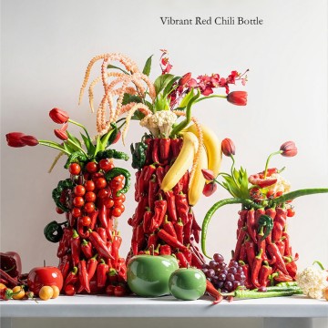 Yalang Home Decor · Red Flame and Green Veins - Handmade Chili Art Decorative Items (Set of Three)