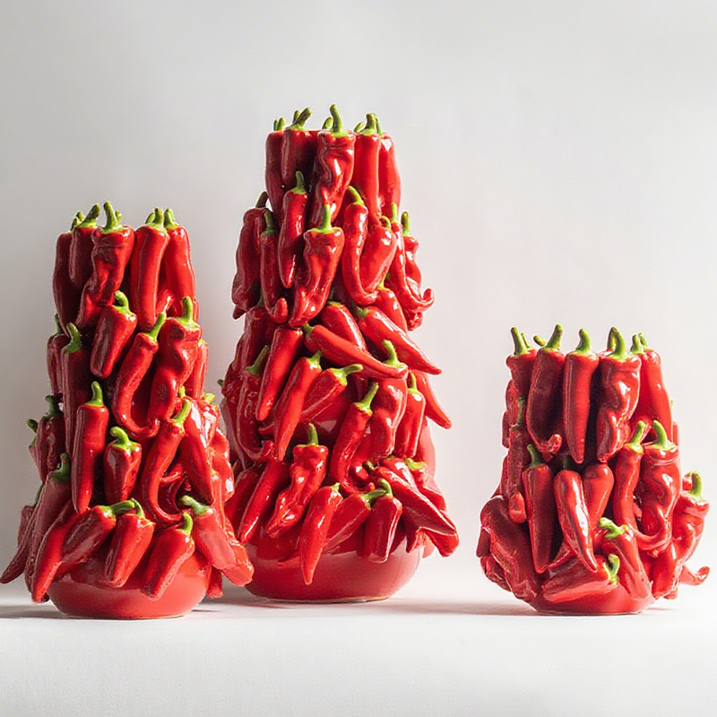 Yalang Home Decor · Red Flame and Green Veins - Handmade Chili Art Decorative Items (Set of Three)