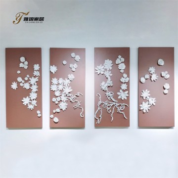 Yalang Home - The White Ceramic Floral Wall Decoration Adds To The Beauty Of The Brown Background With Handcrafted Ceramics