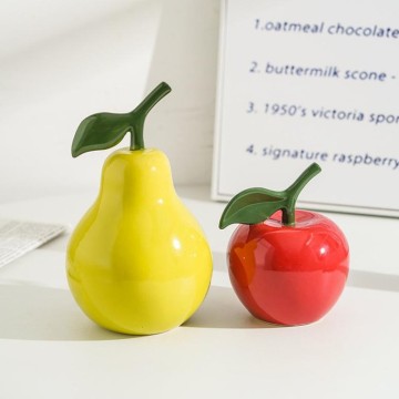 Ceramic Apple and Pear Decor: Vibrant Fruit - Shaped Ornaments for Home Aesthetic