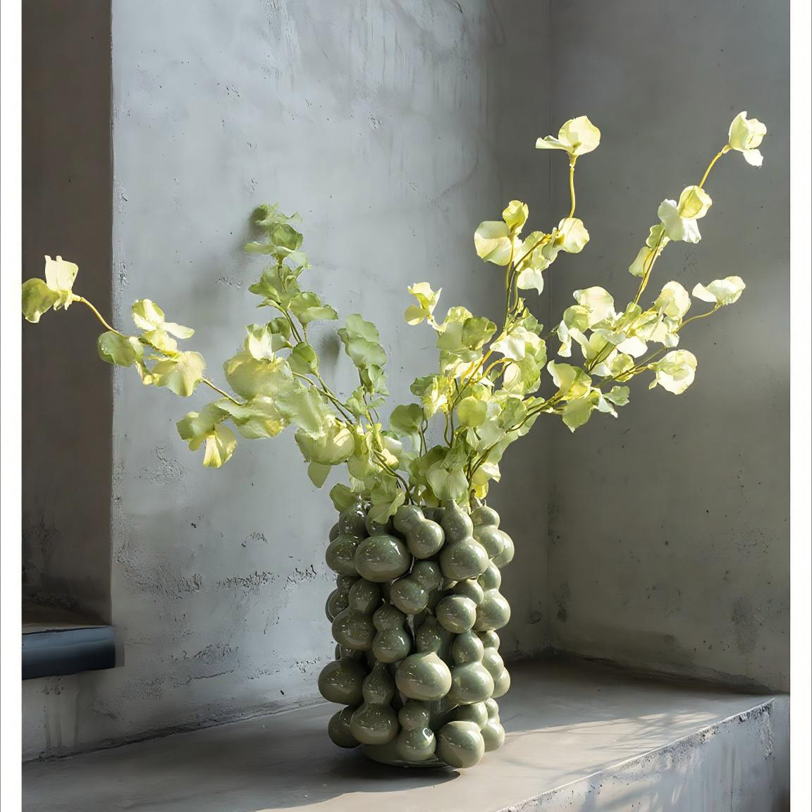Exquisitely Crafted Ceramic Cluster - Shaped Gourd Vase