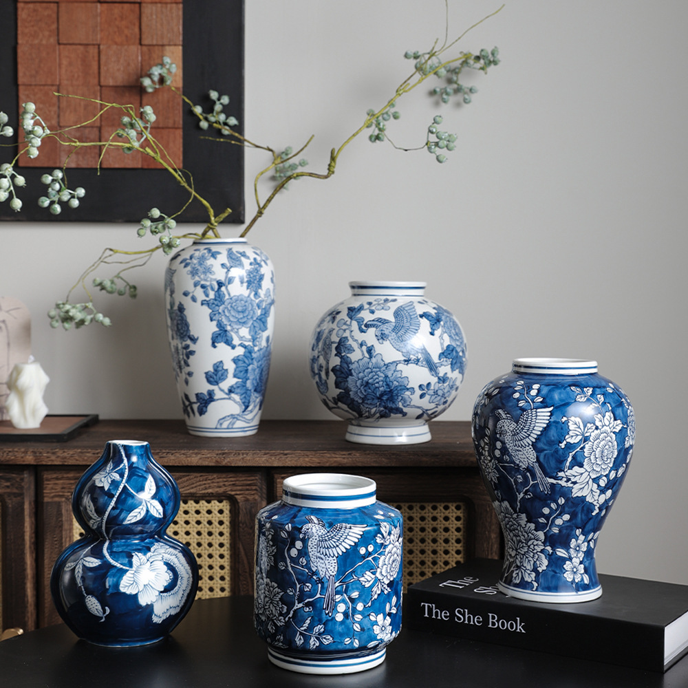 Blue and White Porcelain Vases: Hand - Painted Floral & Bird Designs for Home Decor | Unique Chinese Art