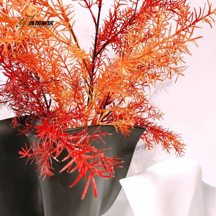 Abstract Curved Ceramic Vases: Black and White Artistic Home Decor with Vibrant Foliage