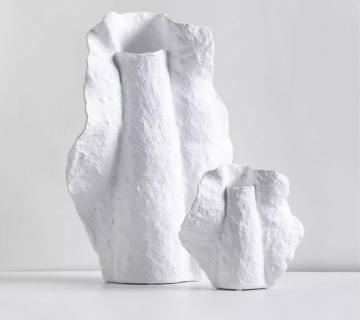 Abstract Textured Ceramic Vase Set: Black & White Artistic Sculptural Vases for Modern Home Decor