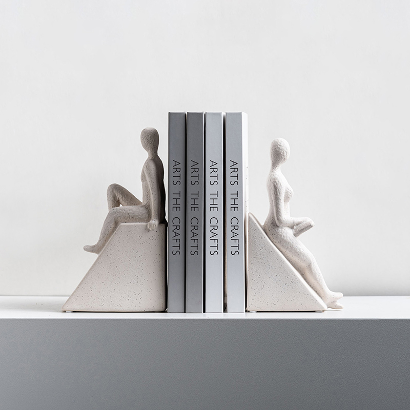 Minimalist White Human Figure Bookends: Artistic Home & Office Decor