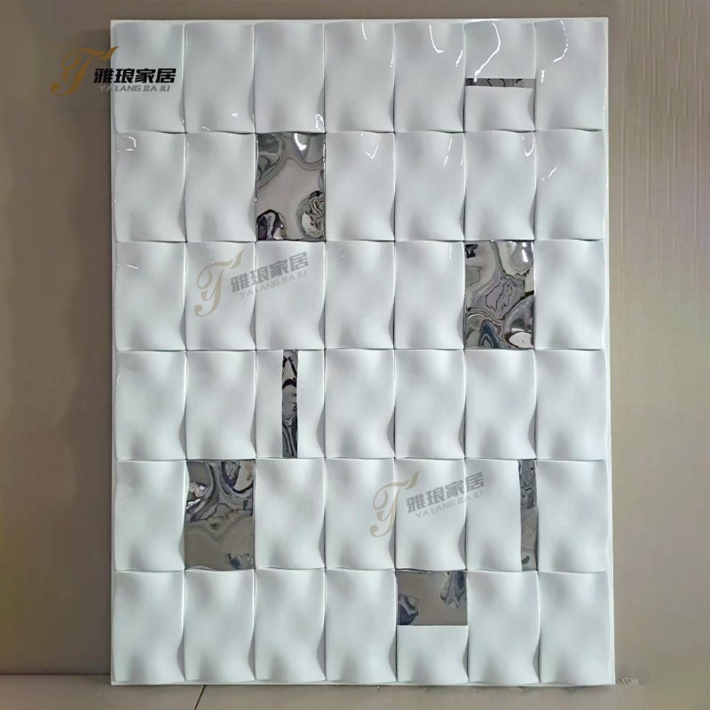 Custom Ceramic Wall Decor: Geometric 3D Art with Mirror Accents for Personalized Interior Aesthetic