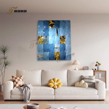 Custom Ceramic Wall Decor: Geometric 3D Art with Mirror Accents for Personalized Interior Aesthetic