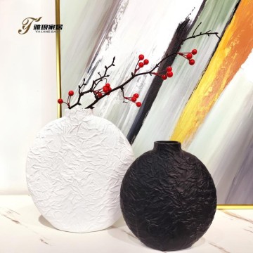 New Chinese Light Luxury Textured Ceramic Vases - Ins-Style Black & White Decor Pieces for Home Aesthetic