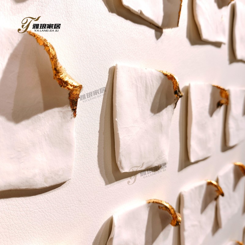Arte texturizada em 3D: quadrados brancos com aparência de papel e detalhes dourados para decoração de paredes em interiores modernos | Arte de parede exclusiva, feita à mão, para design sofisticado de casas e escritórios