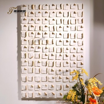 3D Textured Art: White Paper-Like Squares with Gold Accents Wall Decor for Modern Interiors | Unique Handcrafted Wall Art for Sophisticated Home & Office Design