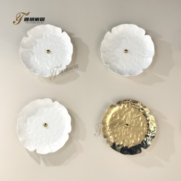 Floral Wall Art Set: White & Gold Textured Flower Plates for Modern Luxury Home Decor