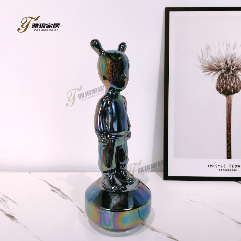 Iridescent Pink Bear Figurine Sculpture – Modern Art Decor for Luxury Home & Office Interior Design