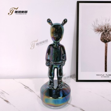 Iridescent Pink Bear Figurine Sculpture – Modern Art Decor for Luxury Home & Office Interior Design