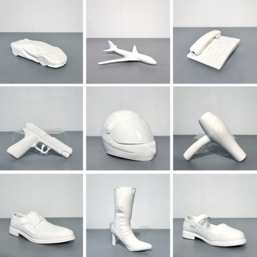 White Ceramic Hanging Decor: Art Install for Interiors