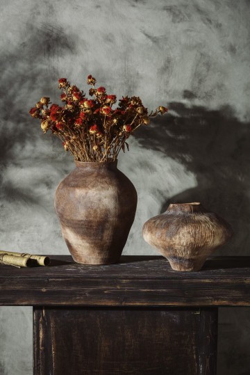 Rustic Ceramic Vases Set - Terracotta-Inspired Farmhouse Home Decor Vessels