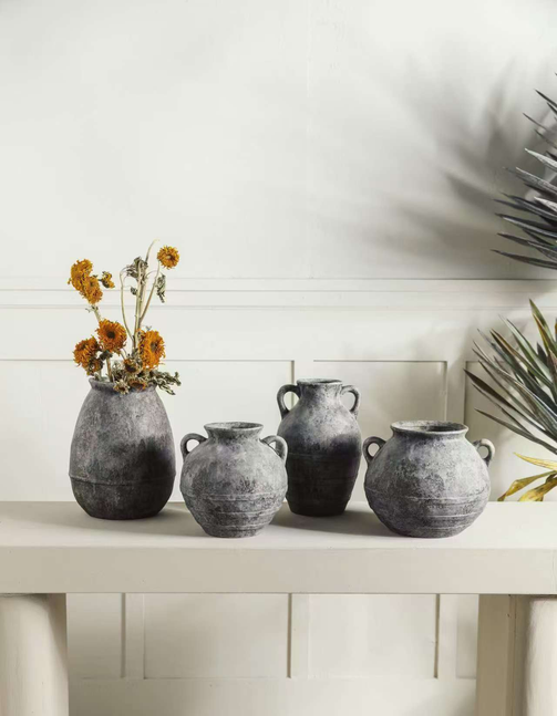 Handmade Ceramic Vases Set - Rustic Boho Decor for Living Room | Farmhouse Style Flower Vessels
