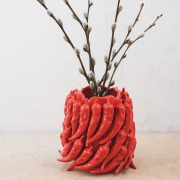 Handmade Red Chili Shaped Ceramic Vase