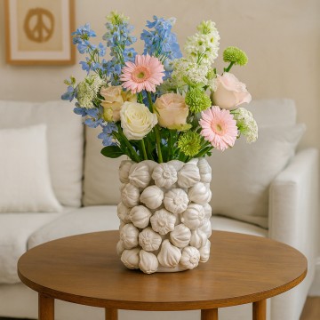 Artisanal Garlic Shaped Ceramic Flower Vase