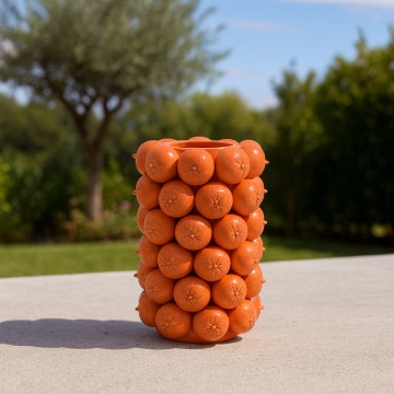 Fruit Cluster Ceramic Vase – Orange & Green Decorative Flower Vase for Home