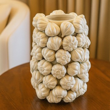 Artisanal Garlic Shaped Ceramic Flower Vase