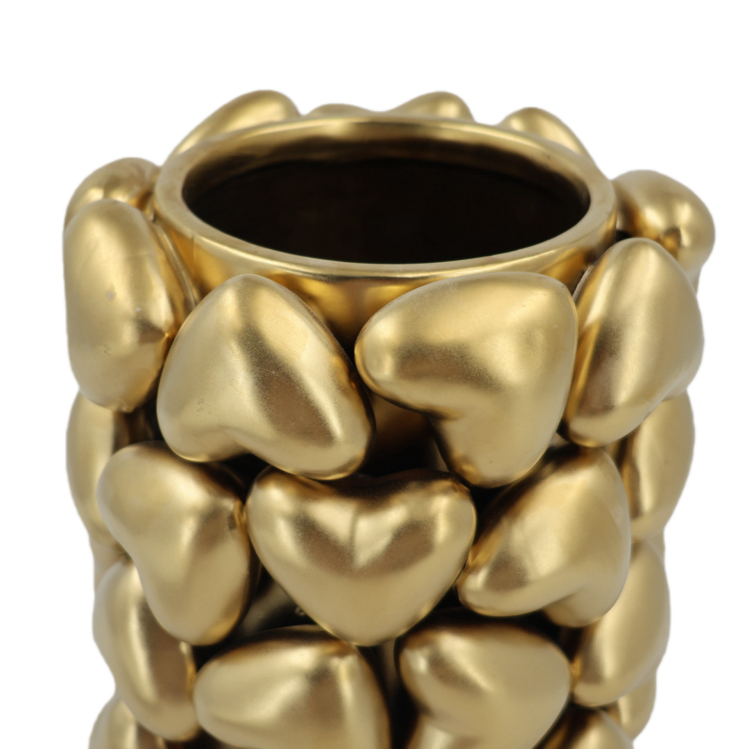 Glossy Red Heart Ceramic Vase for Home Decor