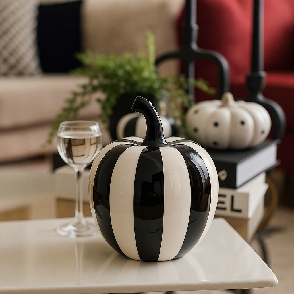 Maçã decorativa minimalista em cerâmica – Ornamento de fruta moderno feito à mão