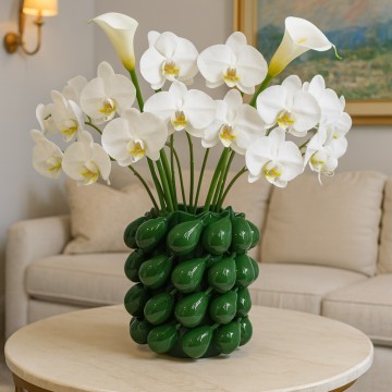 Green Pear Cluster Ceramic Vase