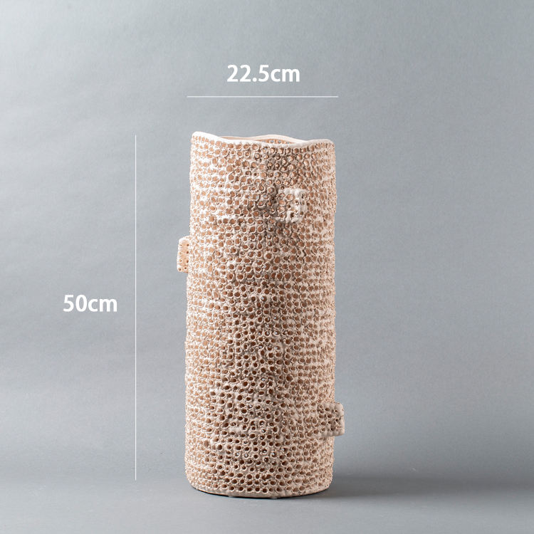 Coral Pattern Ceramic Tall Vase | Handmade Table Vase | Minimalist Wabi-Sabi Decor