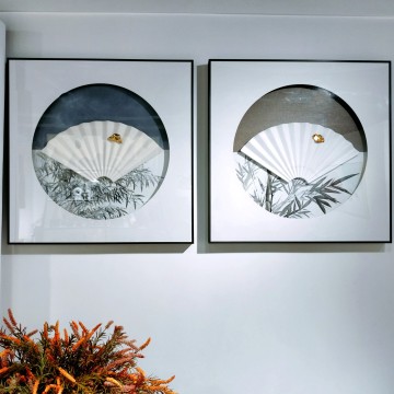Zen-Style 3D Ceramic Fan Shadowbox Wall Art | OEM/ODM Custom Asian Wall Decor Manufacturer | Wholesale