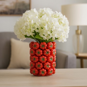 Handmade Ceramic Tomato Vase - Creative 3D Red Fruit Flower Pot for Modern Home Decor, Unique Housewarming Gift Idea