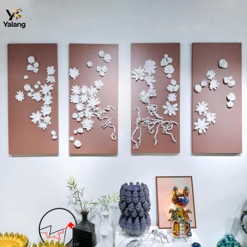Handmade Ceramic Flower Wall Art Leather Panel Zen Middle East Europe Decor