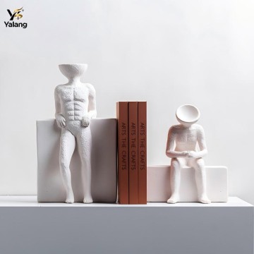 Serre-livres en céramique mate de luxe, sculptures abstraites masculines, décoration de bureau robuste