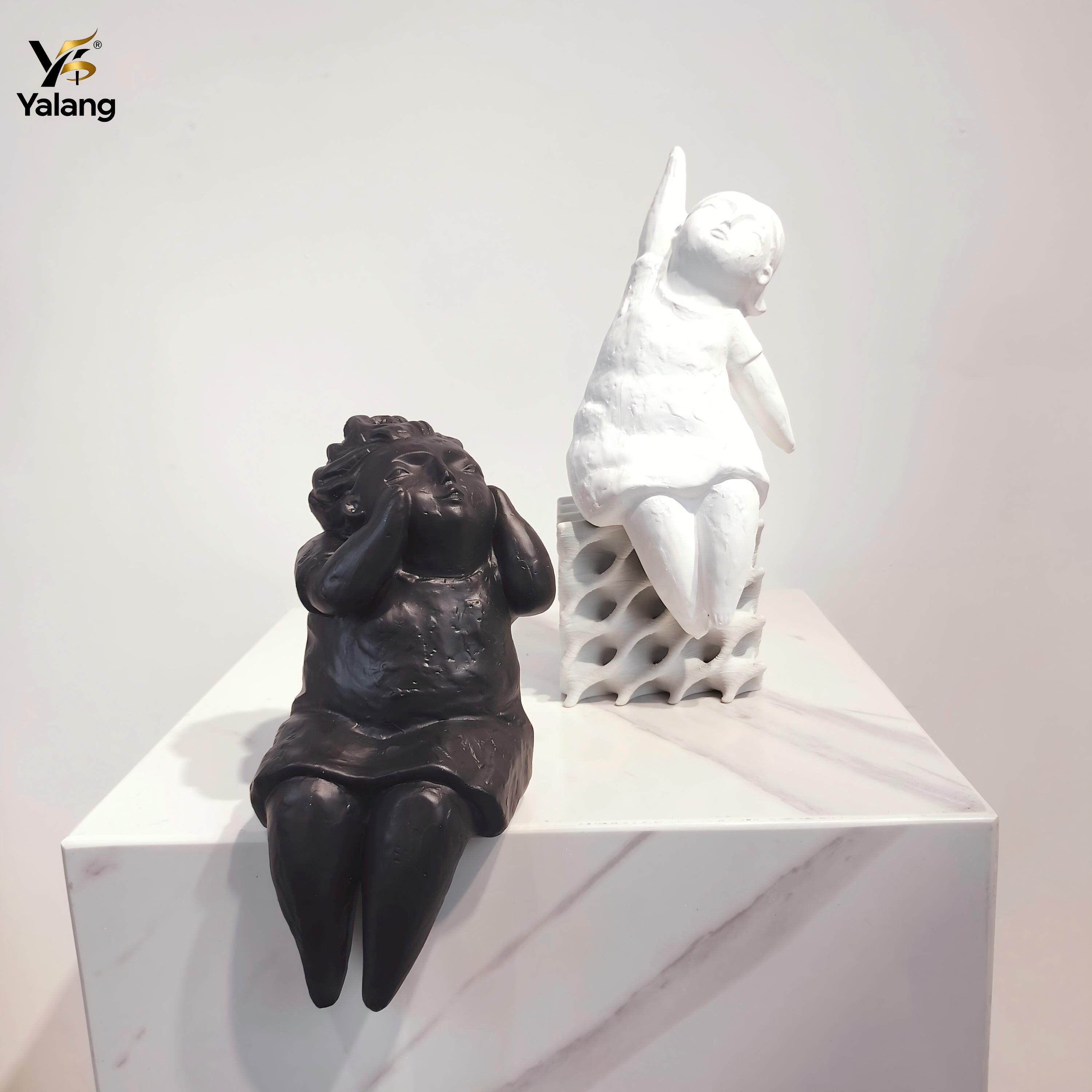 Modern Sculpted Black & White Ceramic Figure Statues | Hand-Textured Figurines OEM