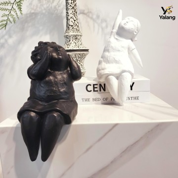 Modern Sculpted Black & White Ceramic Figure Statues | Hand-Textured Figurines OEM