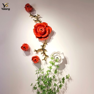 Sculpture murale modulaire en céramique représentant une rose, corail doré, Europe, Moyen-Orient, décoration de luxe