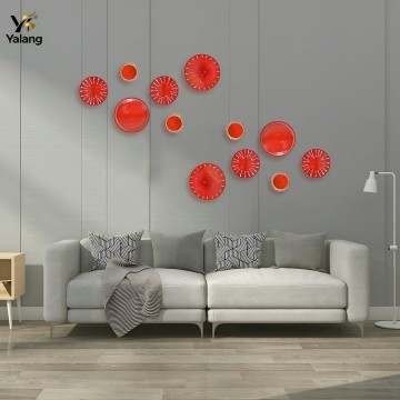 Modular Hand-Thrown Ceramic Disc Wall Sculpture Drip-Glazed Europe Middle East Luxury Art