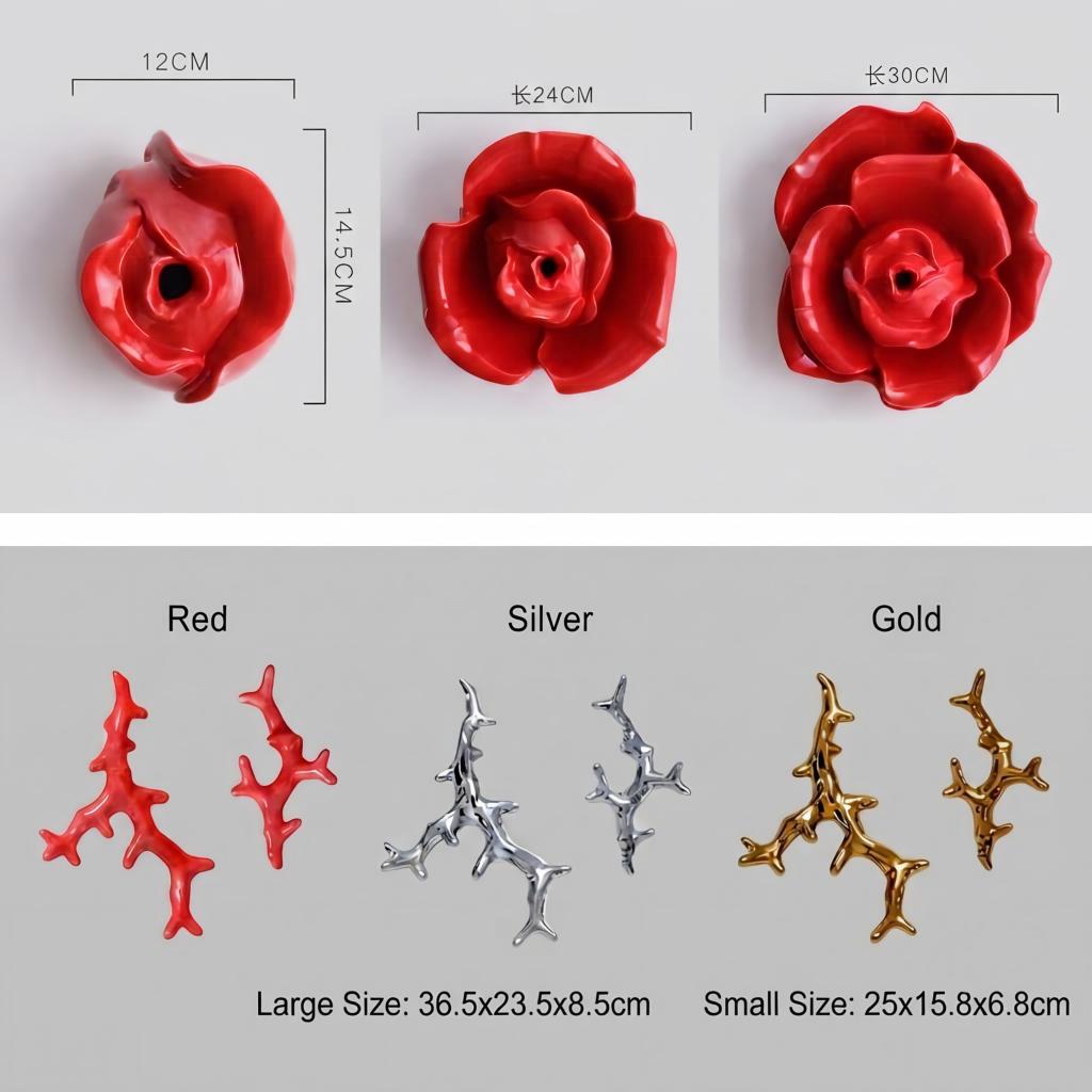Spécifications de taille de la sculpture murale florale en porcelaine