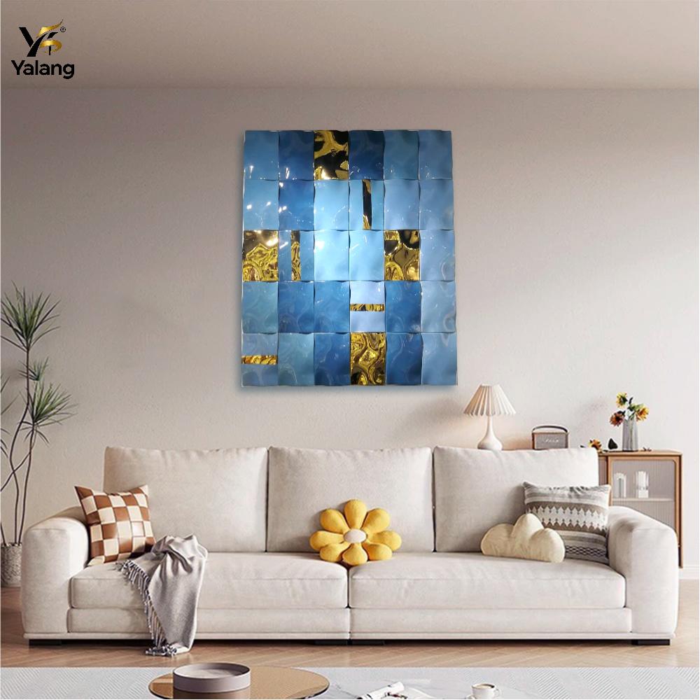 custom-blue-gold-ceramic-tile-wall-art-panel