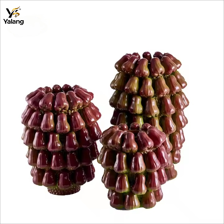 Hand-Attached Ceramic Wax Apple Botanical Vase | High-Gloss Fruit Cluster Sculpture
