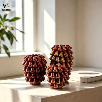 Hand-Attached Ceramic Wax Apple Botanical Vase | High-Gloss Fruit Cluster Sculpture